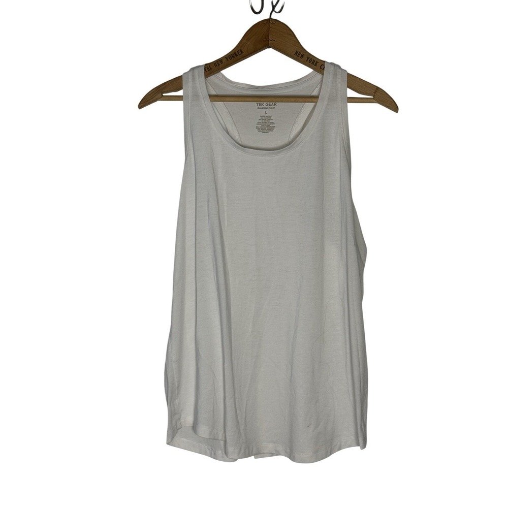 Tek Gear Women's White Relaxed Fit Tank Top size Large